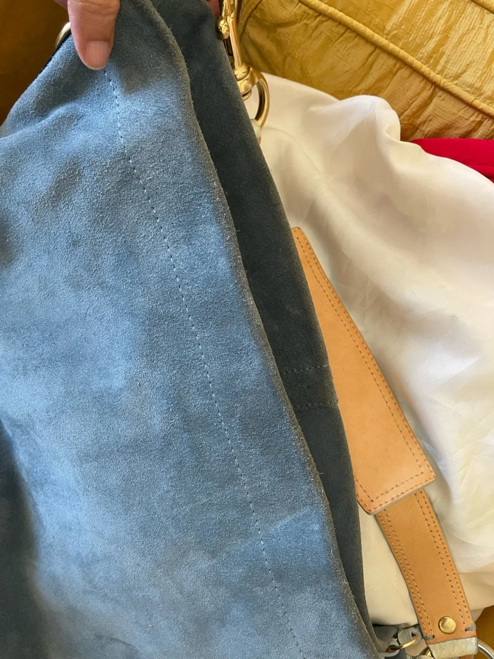 Coach 2007 Limited Edition Carley Hobo in Blue Suede/Snakeskin Leather Strap Bag